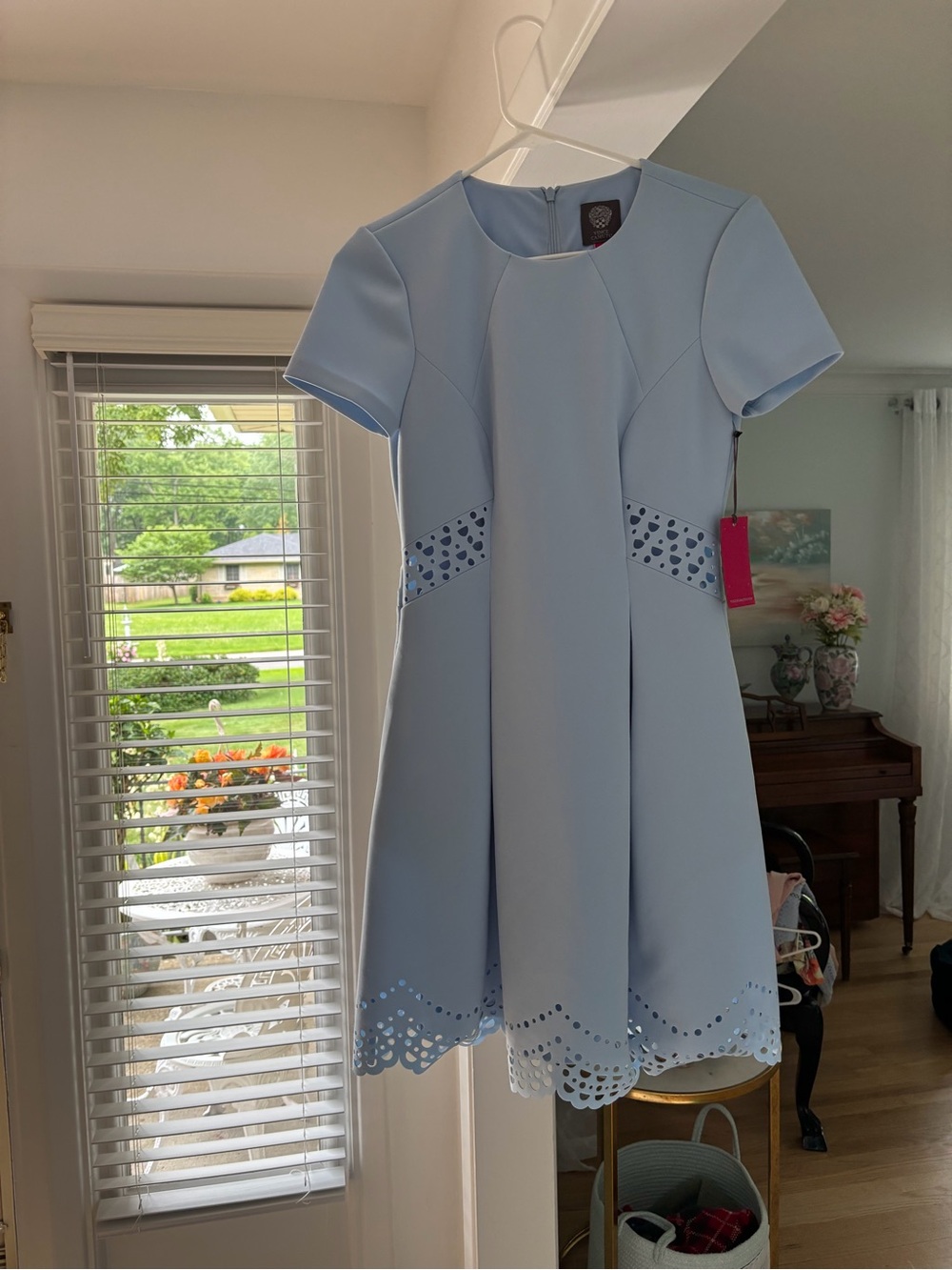 Vince Camuto powder Blue Short-Sleeve Fit & Flare Dress